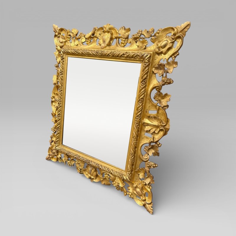 Antique Victorian Ornate & Floral Carved Small Giltwood Rectangular Wall Mirror - Image 4